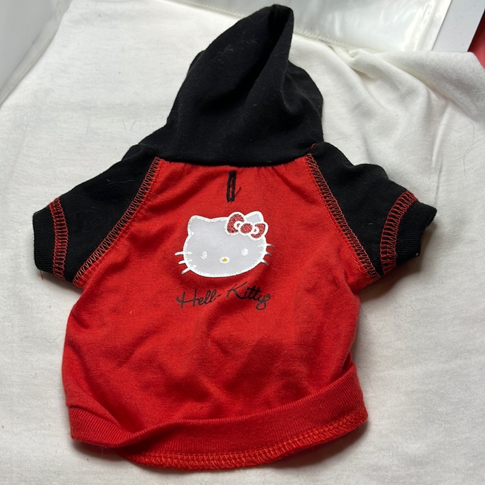 Extra small Hello Kitty dog hoody black and red, never used.
